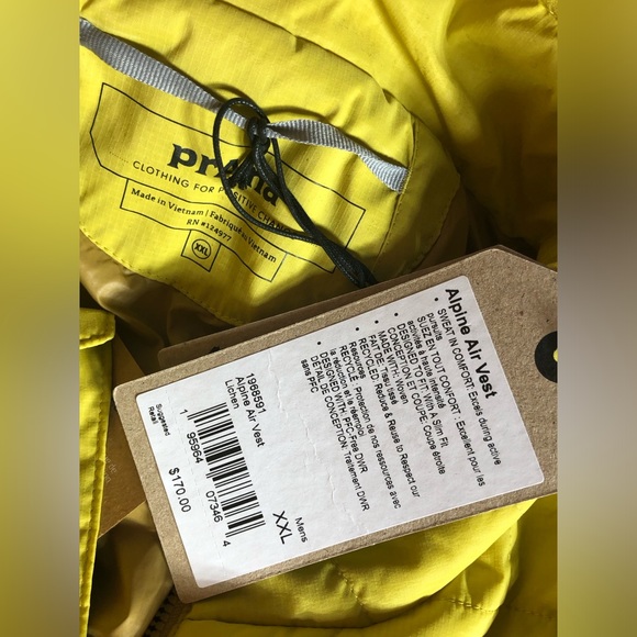 NWT prAna Alpine Air Quilted Vest in Yellow - Picture 7 of 8